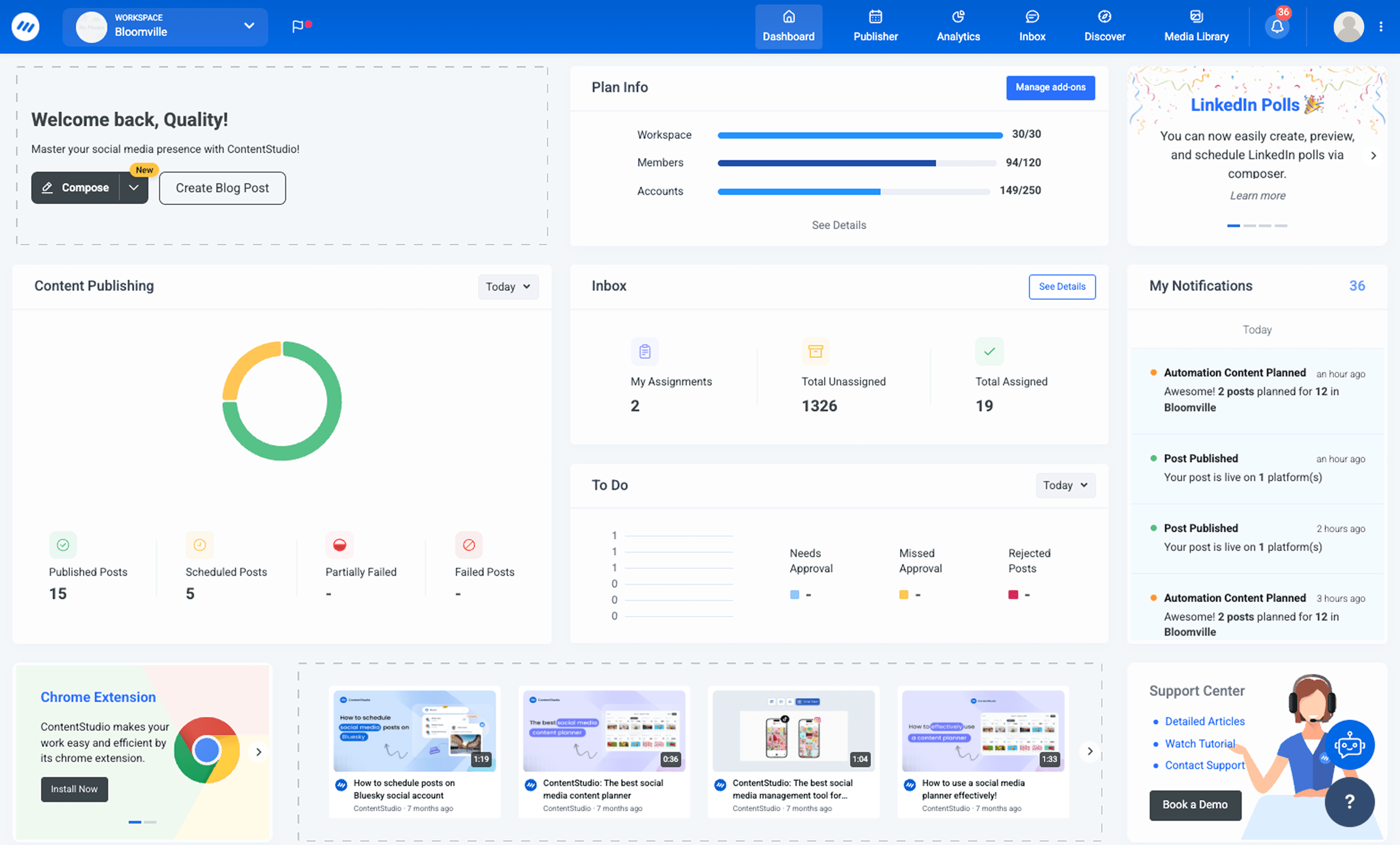 ContentStudio Dashboard