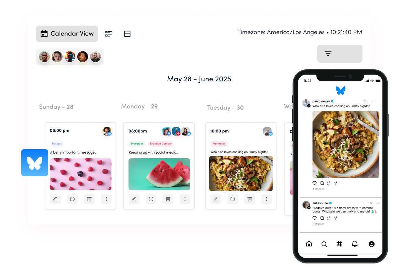 Keep track of your schedule with the Bluesky scheduler and calendar